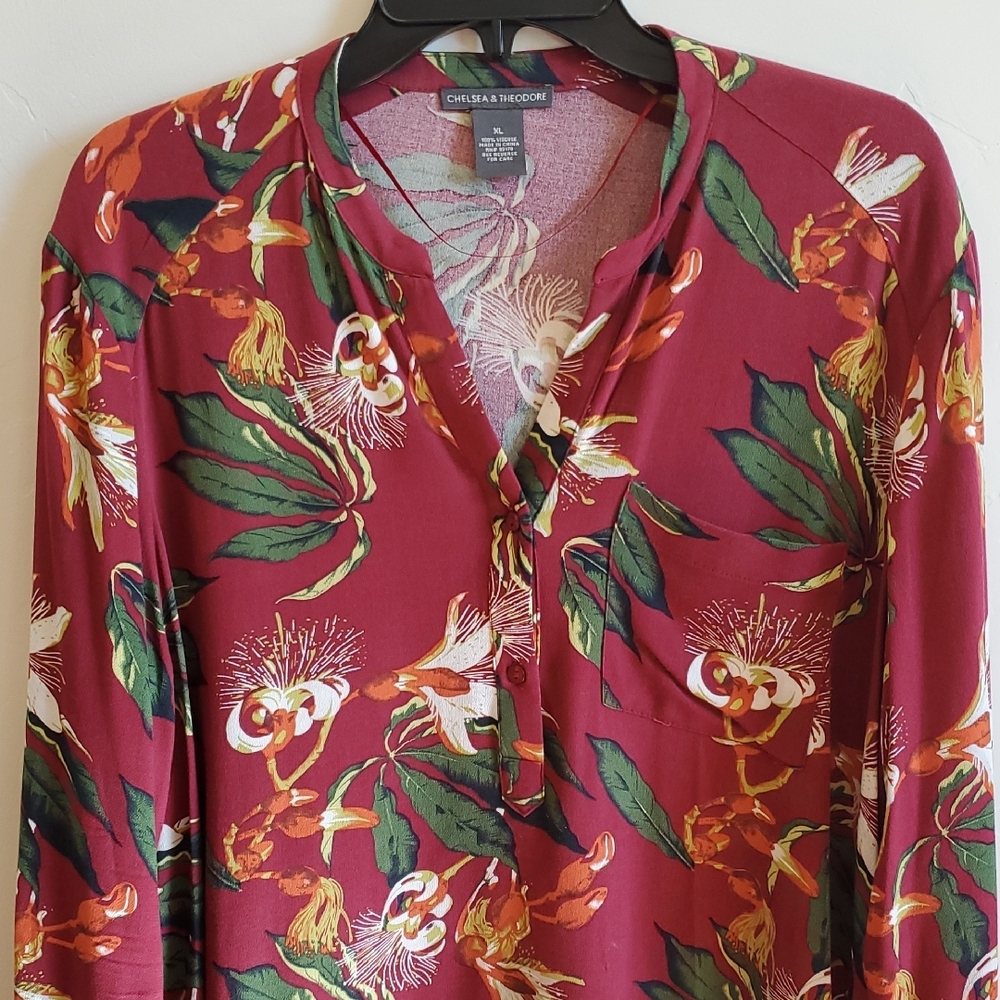 Floral Popover Blouse Multicolor XL - Picture 7 of 9